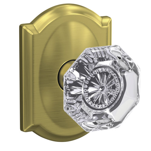 Schlage Custom Alexandria NonTurning Glass Knob with Camelot Trim
